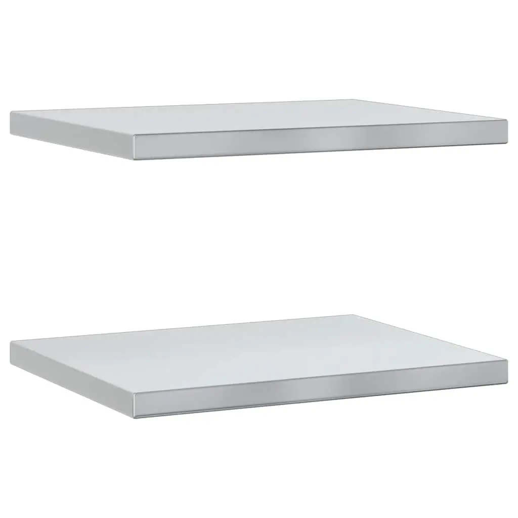 Wall Shelves Silver 50x40 cm Stainless Steel Floating Shelving Storage 2 Piece
