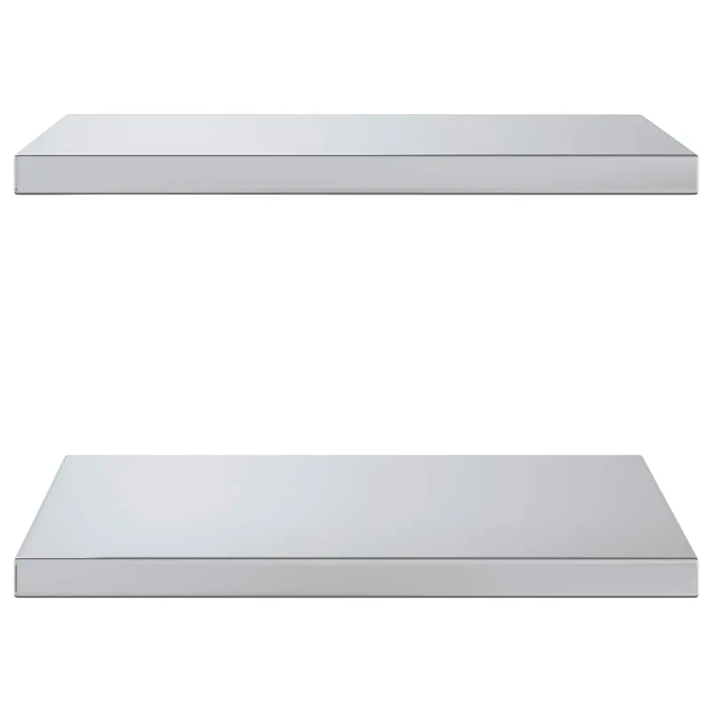 Wall Shelves Silver 50x40 cm Stainless Steel Floating Shelving Storage 2 Piece