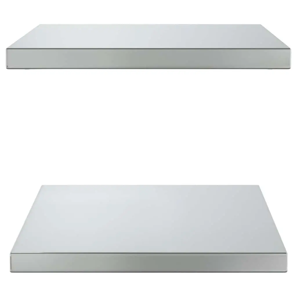 Wall Shelves Silver 50x40 cm Stainless Steel Floating Shelving Storage 2 Piece