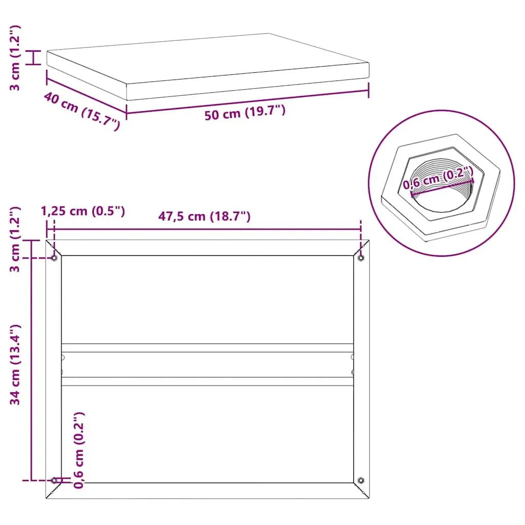 Wall Shelves Silver 50x40 cm Stainless Steel Floating Shelving Storage 2 Piece