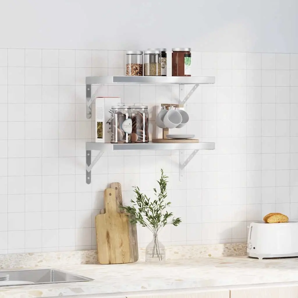 Wall Shelves Silver 50x30 cm Stainless Steel Floating Shelf Storage Display