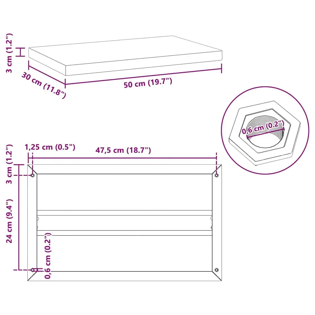 Wall Shelves Silver 50x30 cm Stainless Steel Floating Shelf Storage Display