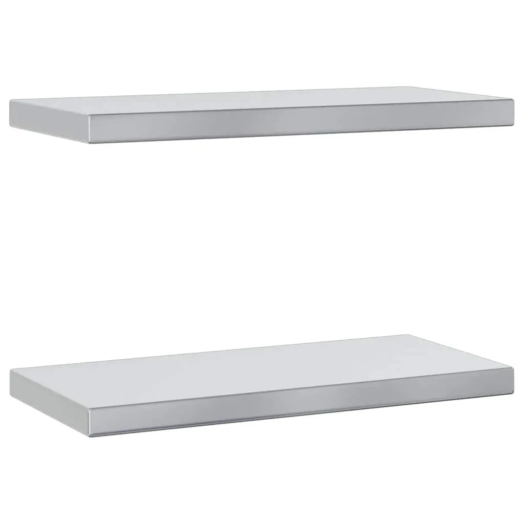 Wall Shelves Silver 50x23.5 cm Stainless Steel Floating Mounted Storage Display Shelf 2 Piece