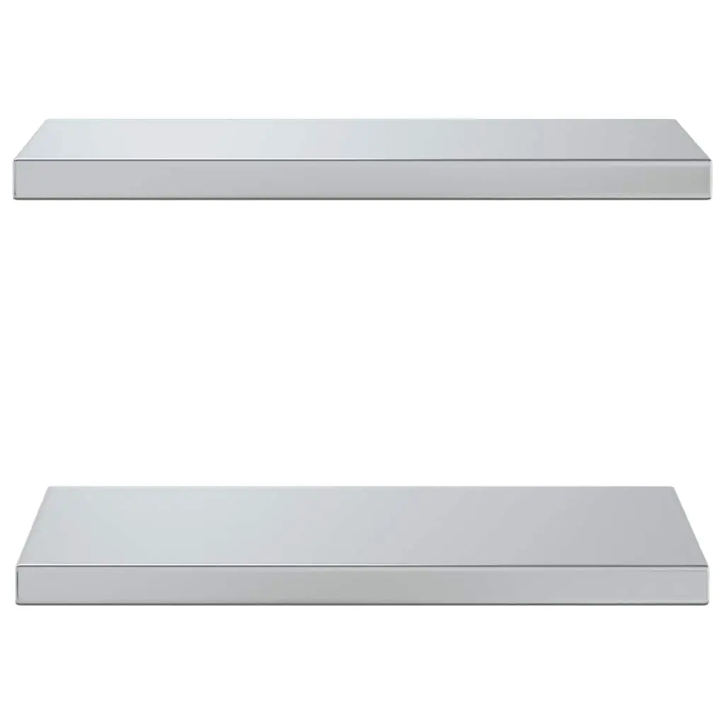 Wall Shelves Silver 50x23.5 cm Stainless Steel Floating Mounted Storage Display Shelf 2 Piece
