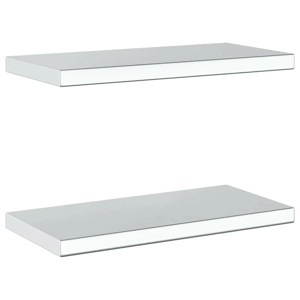 Wall Shelves Silver 50x23.5 cm Stainless Steel Floating Mounted Storage Display Shelf 2 Piece