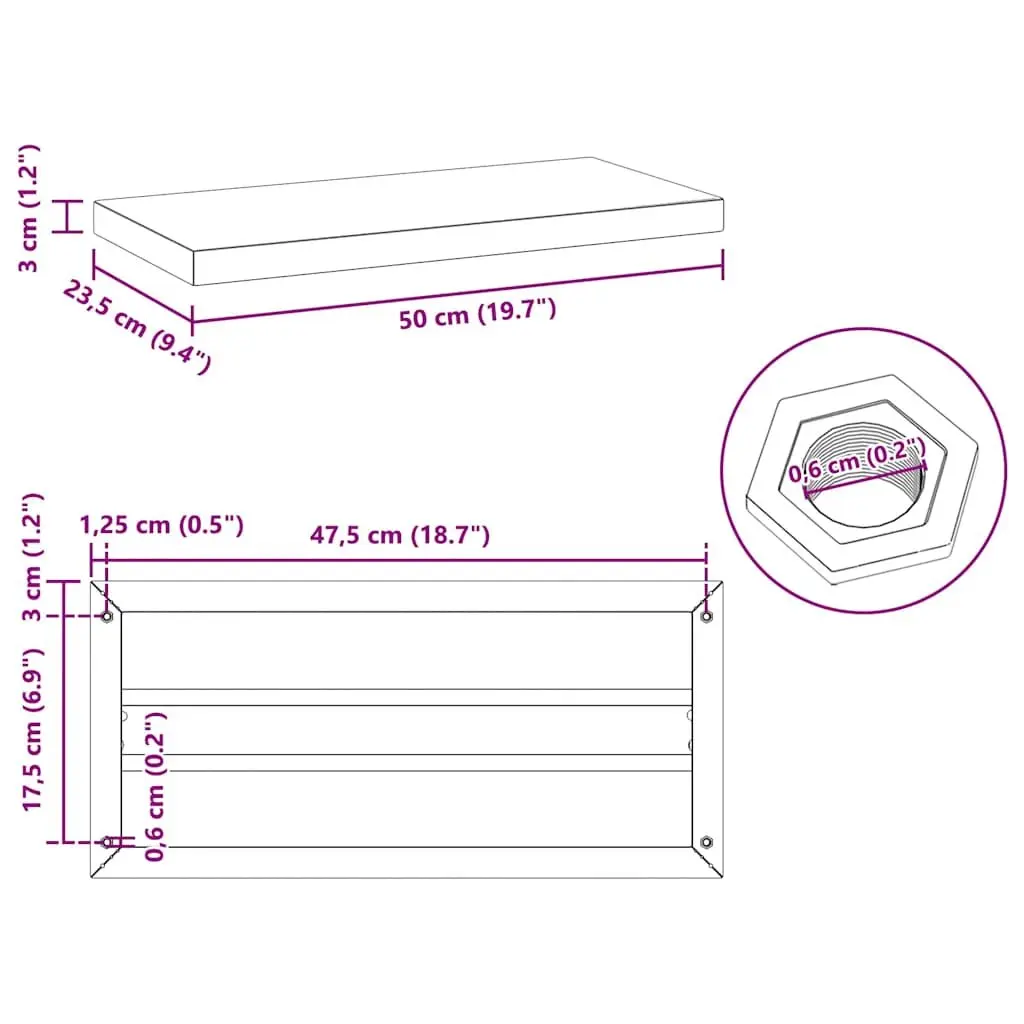 Wall Shelves Silver 50x23.5 cm Stainless Steel Floating Mounted Storage Display Shelf 2 Piece