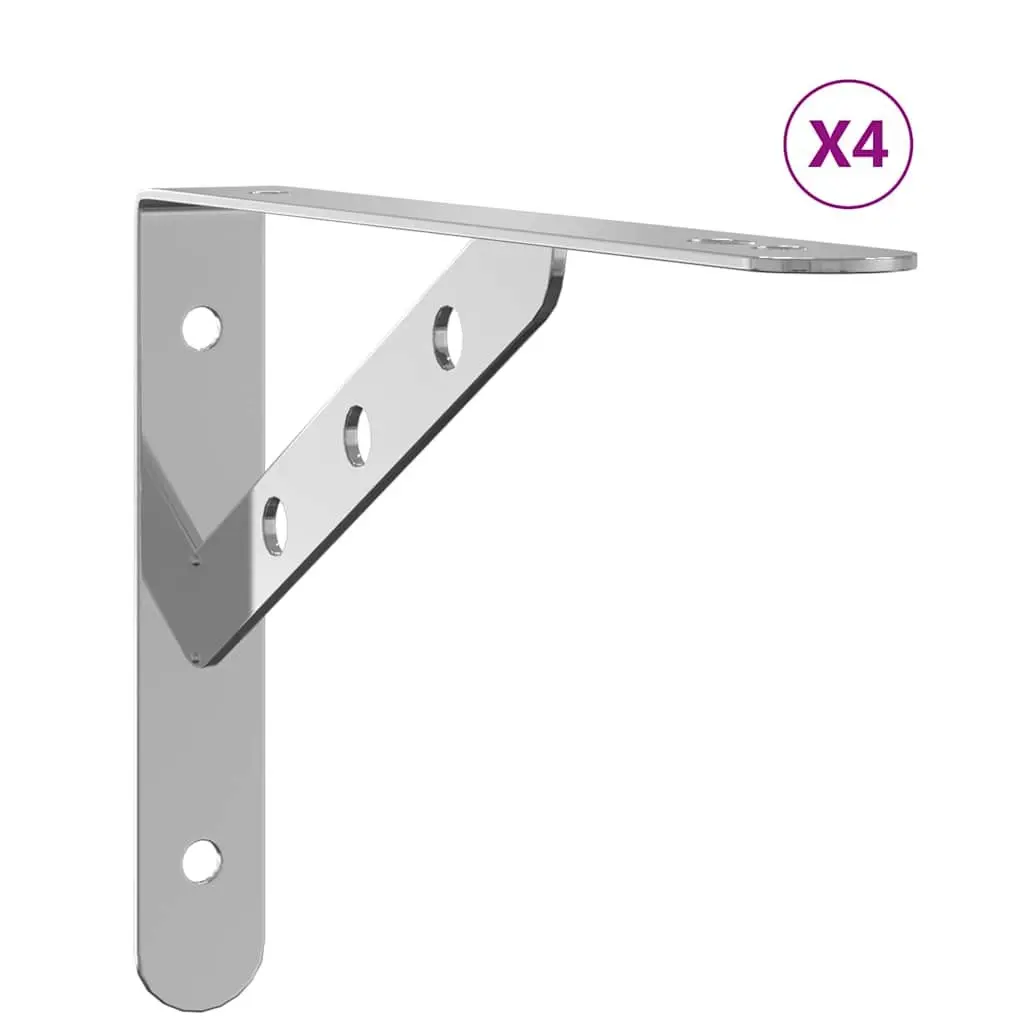 Shelf Brackets Stainless Steel Wall Mount 23.5 x 2.5 x 15.5 cm 4 Piece