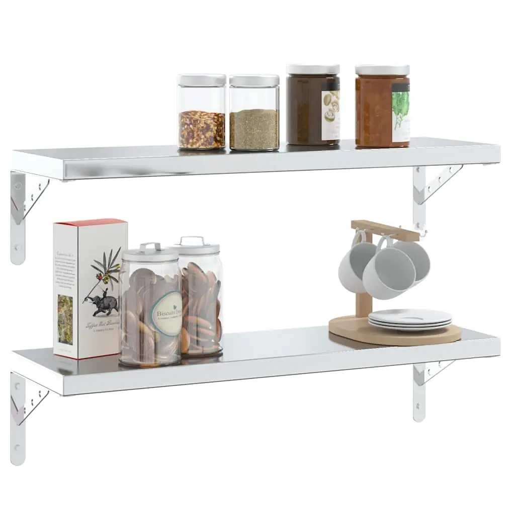 Shelf Brackets Stainless Steel Wall Mount 23.5 x 2.5 x 15.5 cm 4 Piece