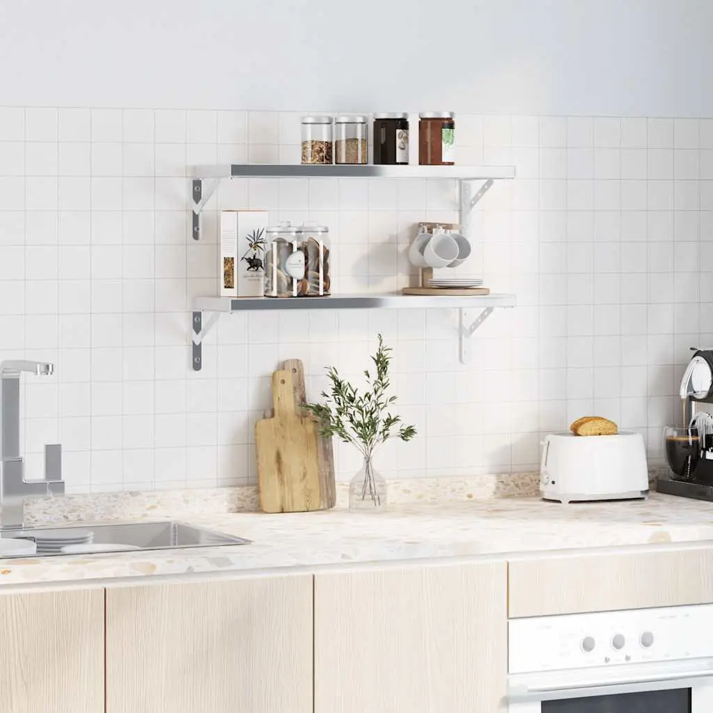 Shelf Brackets Stainless Steel Wall Mount 23.5 x 2.5 x 15.5 cm 4 Piece