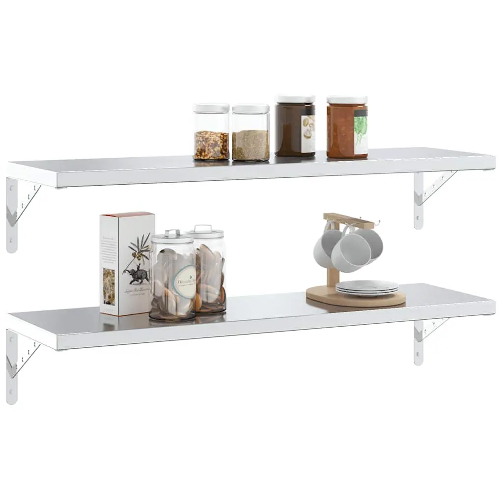 Shelf Brackets Stainless Steel Silver 30 x 2.5 x 15.5 cm DIY Storage Support 4 Pieces
