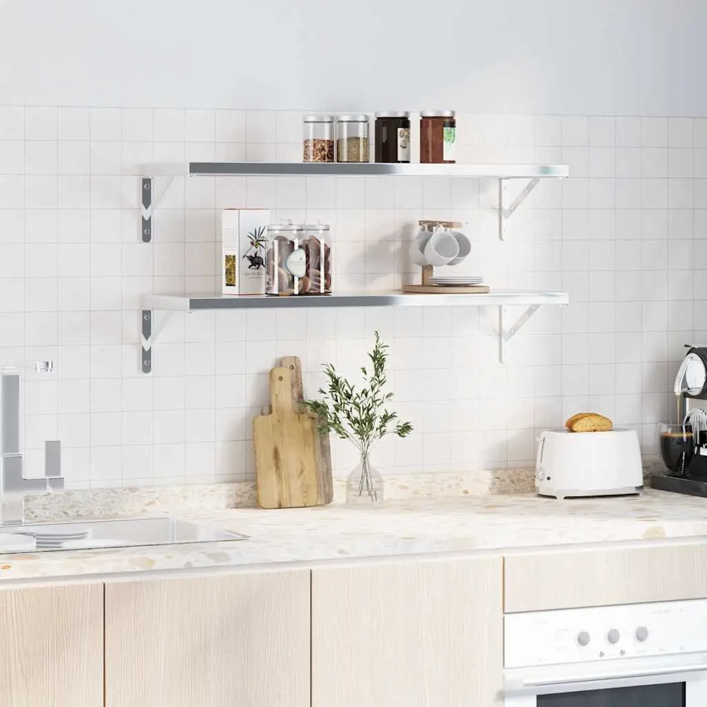 Shelf Brackets Stainless Steel Silver 30 x 2.5 x 15.5 cm DIY Storage Support 4 Pieces