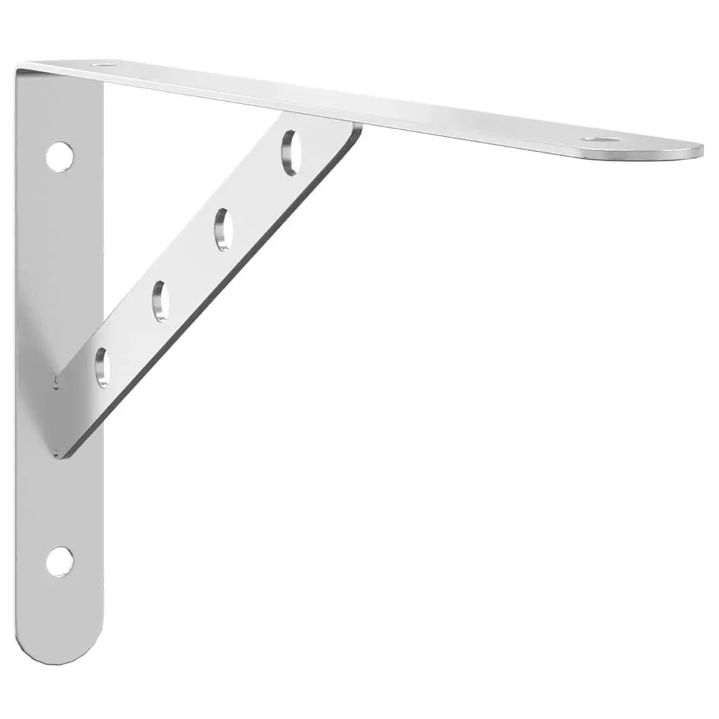 Shelf Brackets Stainless Steel Silver 30 x 2.5 x 15.5 cm DIY Storage Support 4 Pieces