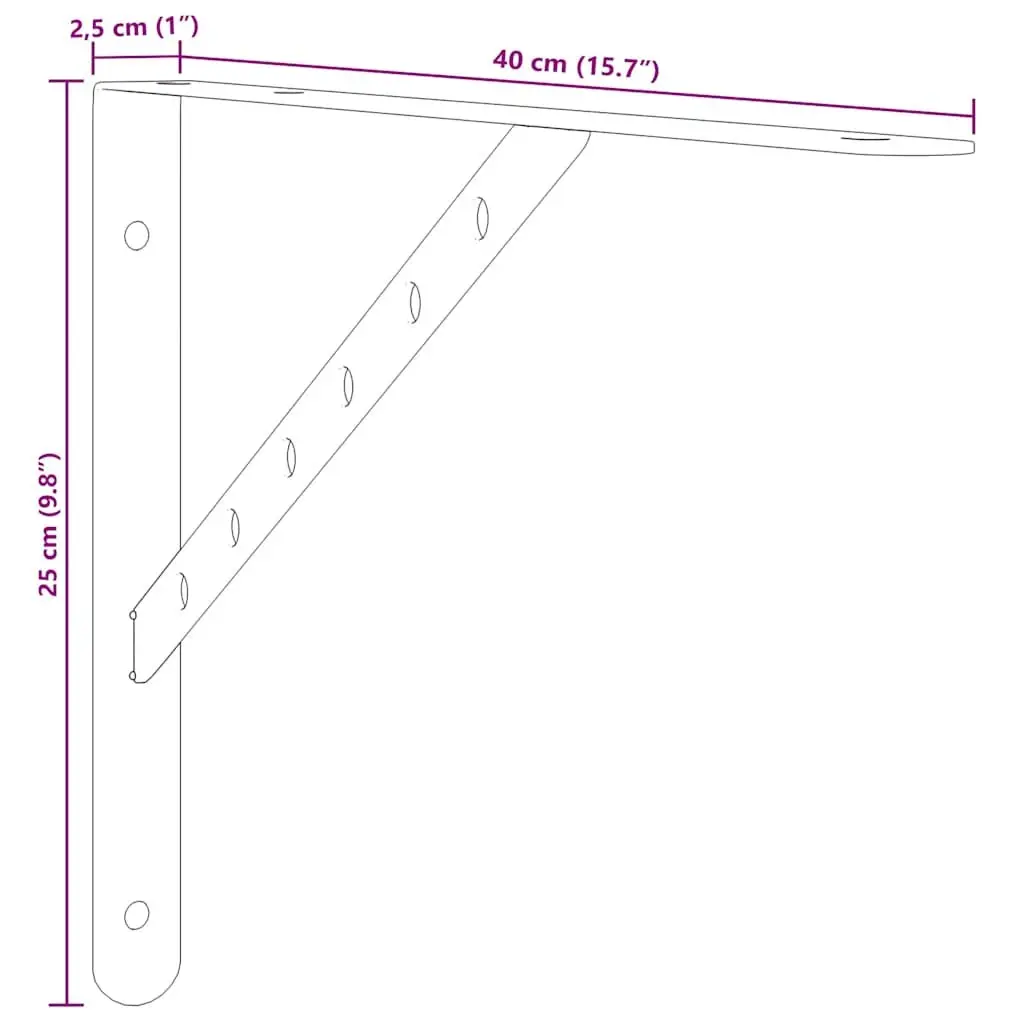 Shelf Brackets Stainless Steel Wall Mount Support 40 x 2.5 x 25 cm Home Storage