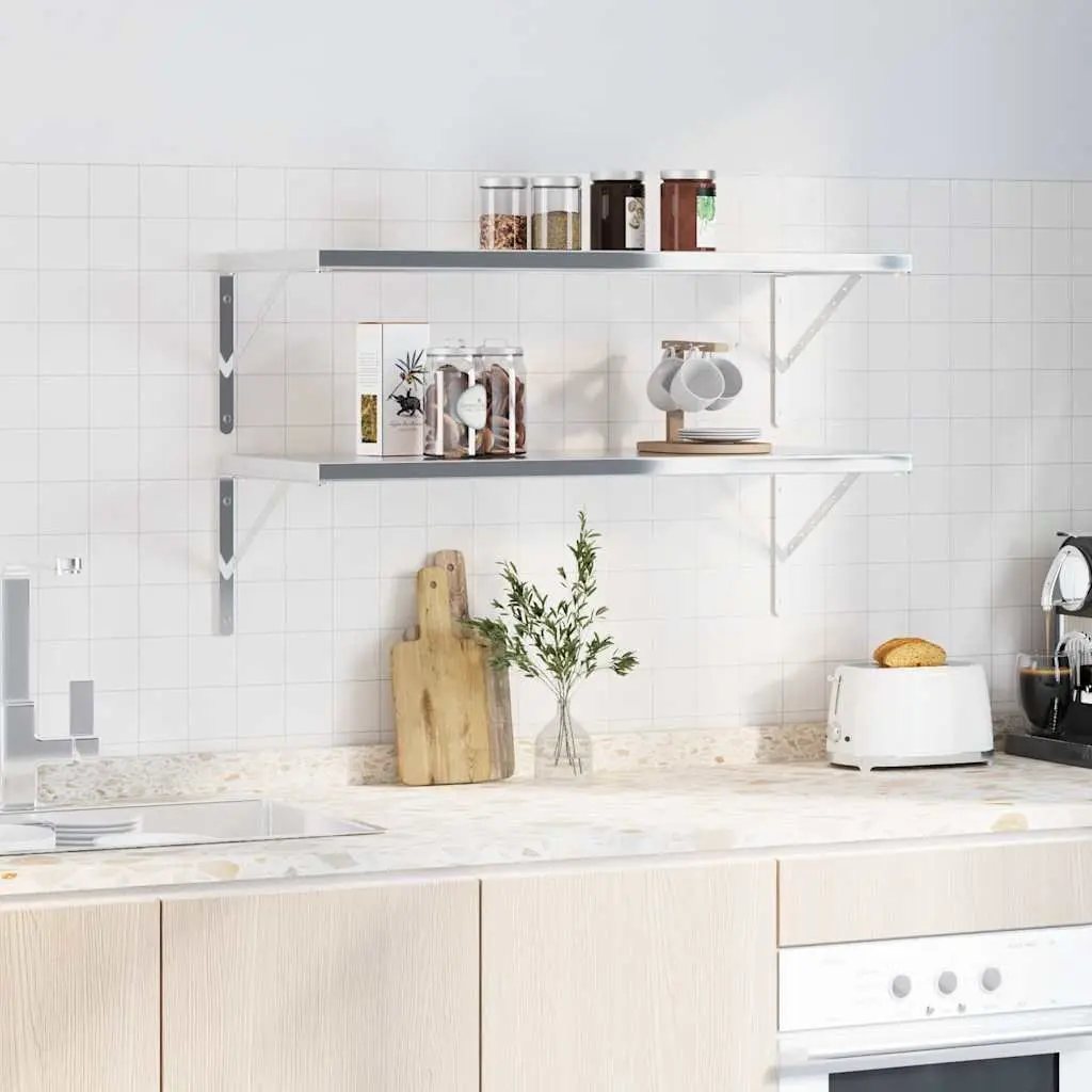 Shelf Brackets Stainless Steel Wall Mount Support 40 x 2.5 x 25 cm Home Storage