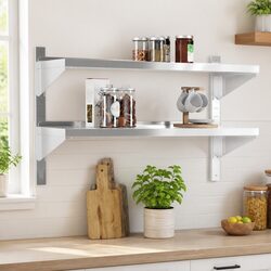 Stylish 2-Tier Wall Shelf 100x40x60 cm Silver Stainless Steel