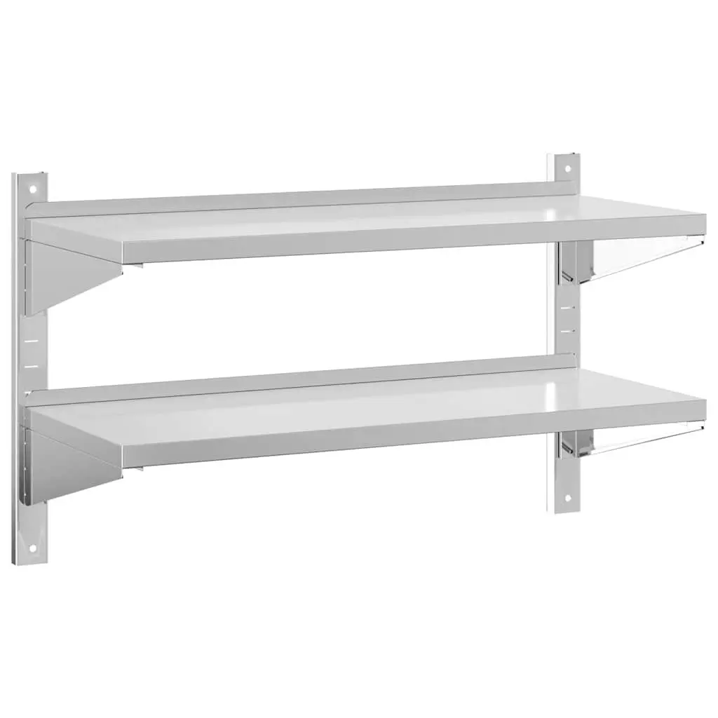 2-Tier Stainless Steel Wall Shelf Rack