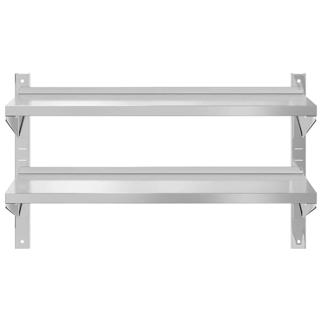 2-Tier Stainless Steel Wall Shelf Rack