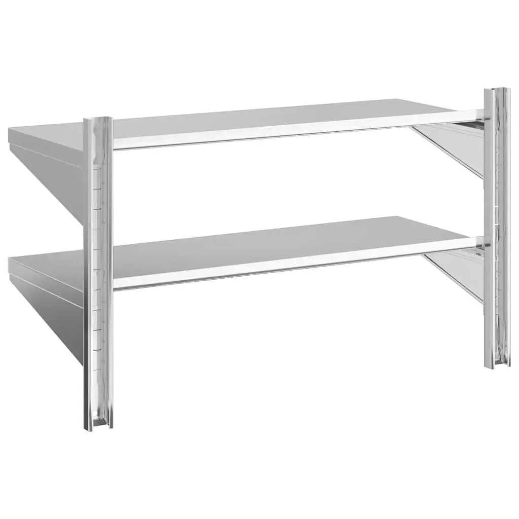 2-Tier Stainless Steel Wall Shelf Rack