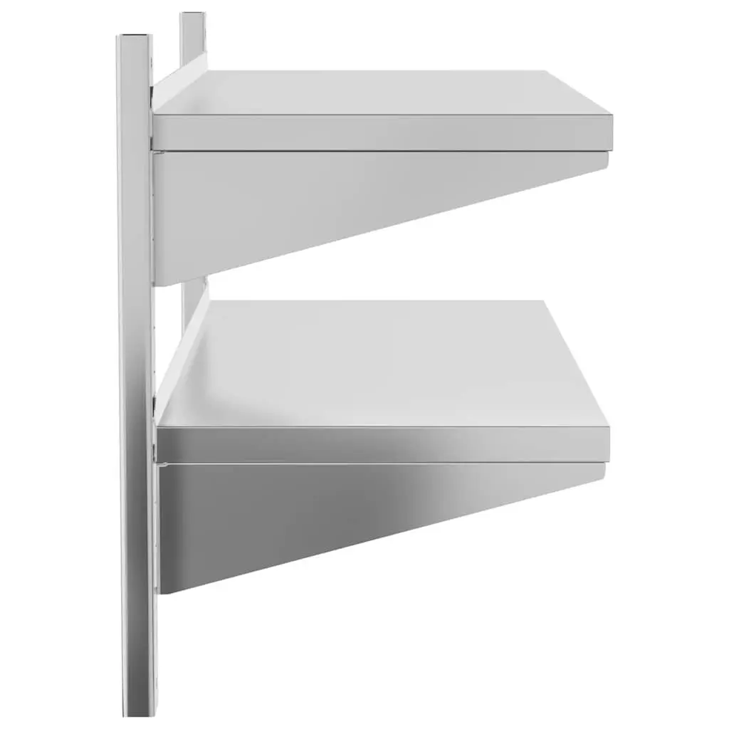 2-Tier Stainless Steel Wall Shelf Rack