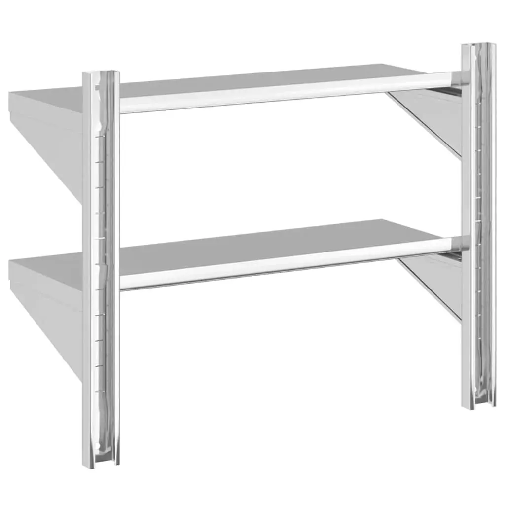2-Tier Wall Shelf Silver Stainless Steel Floating Storage Rack Home Kitchen