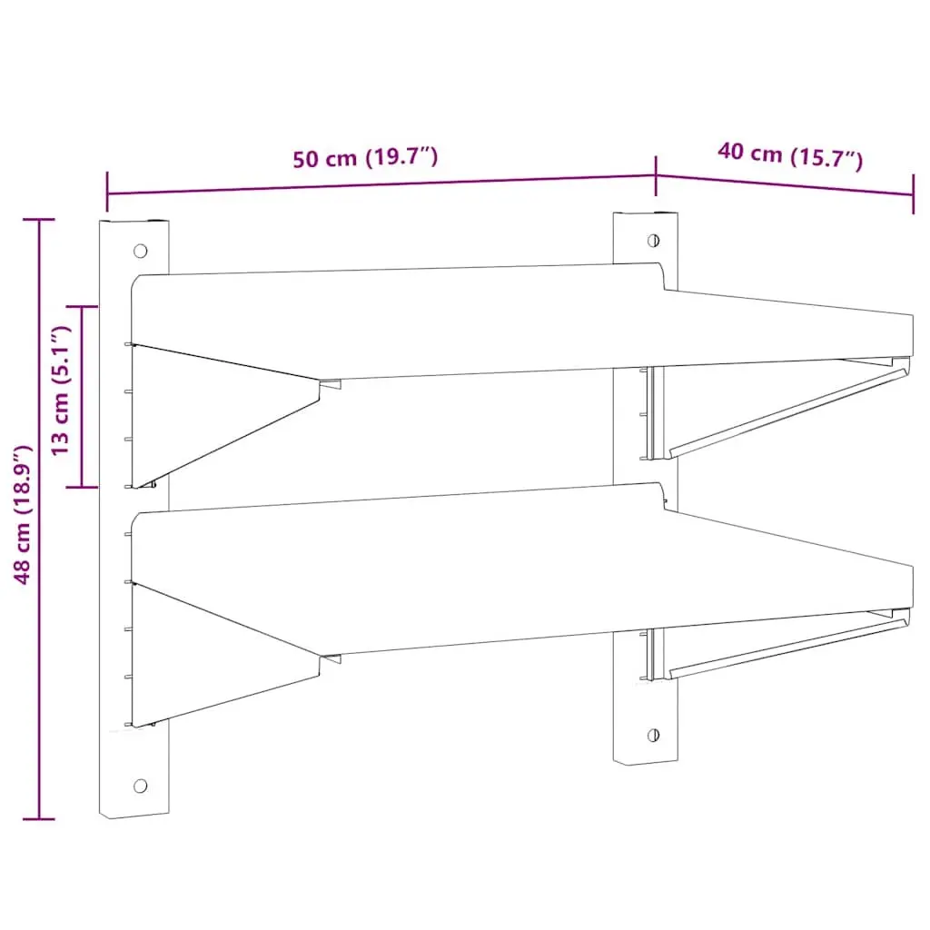 2-Tier Stainless Steel Wall Shelf for Home Organizing