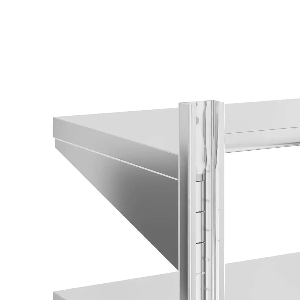 2-Tier Wall Shelf in Silver Stainless Steel for Storage