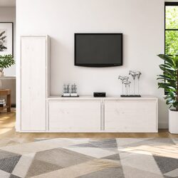 Floating Storage Units in White Solid Pinewood - Set of 3