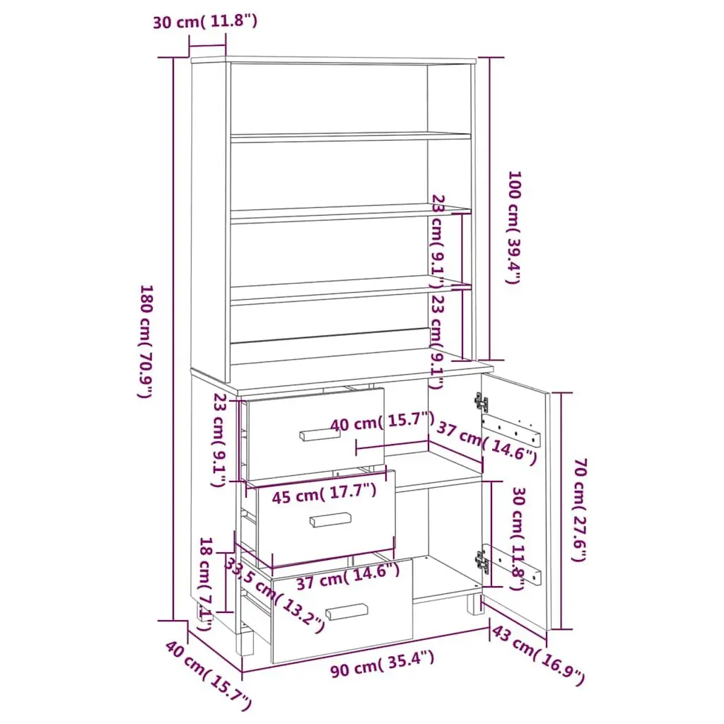 Wooden Highboard Sideboard Storage Cabinet