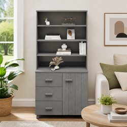 Elegant Wooden Highboard Sideboard Storage Cabinet