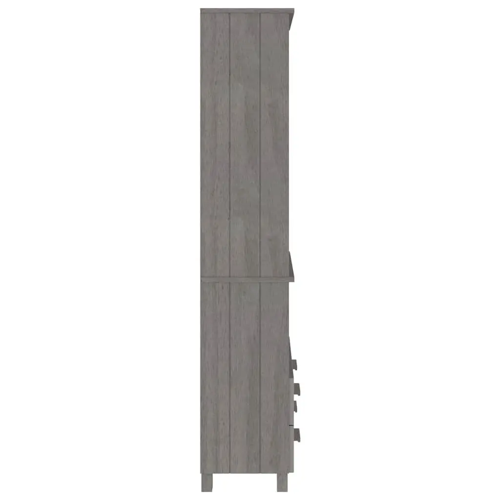 Grey Solid Pine Wood Highboard Storage Cabinet