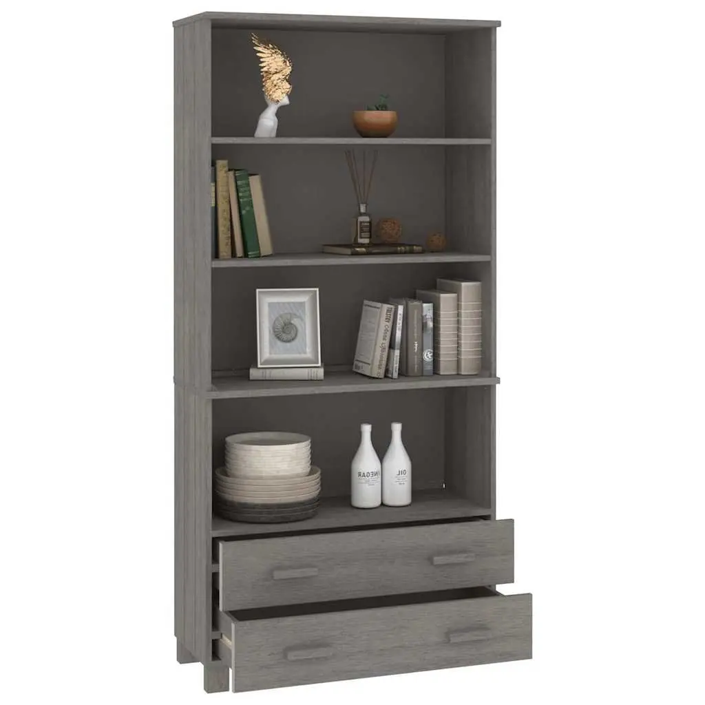 Grey Solid Pine Wood Highboard Storage Cabinet