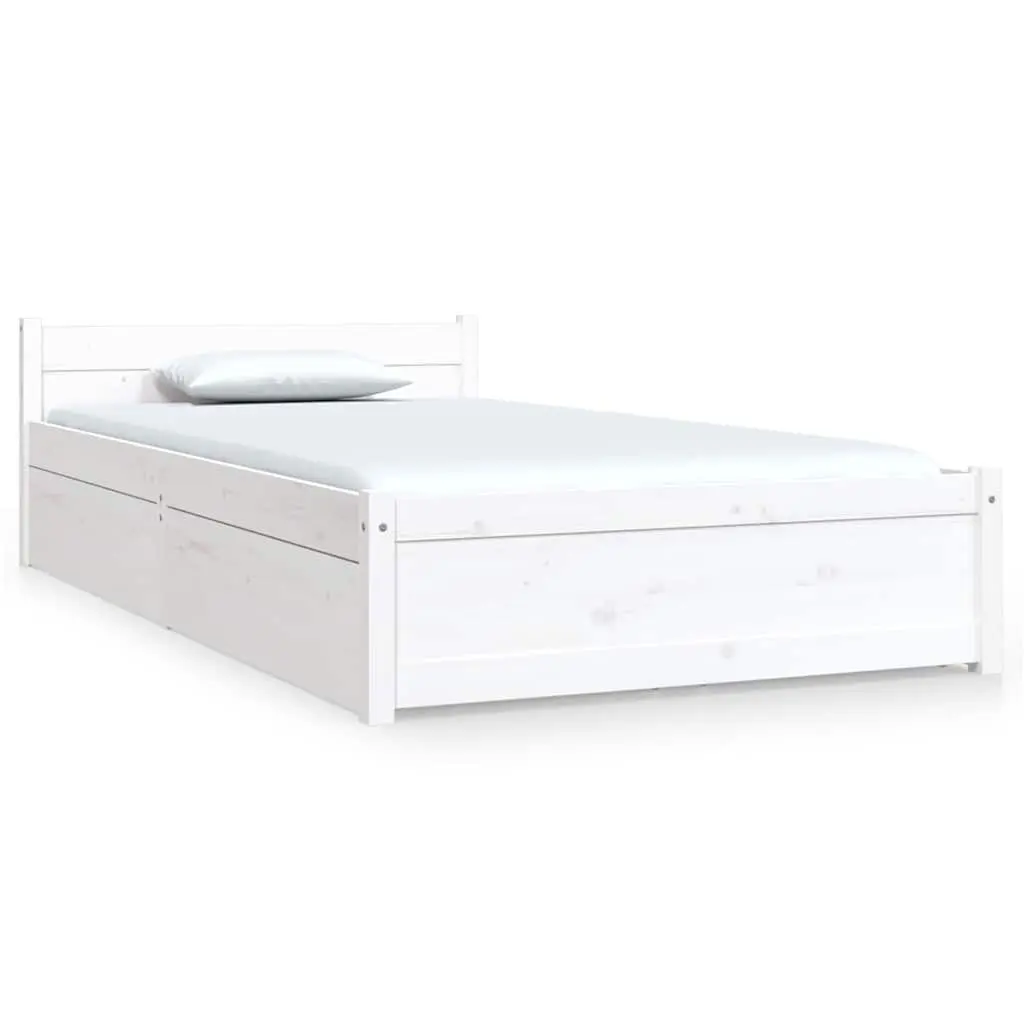 Wooden Bed Frame with Storage Drawers White 90x190cm Single