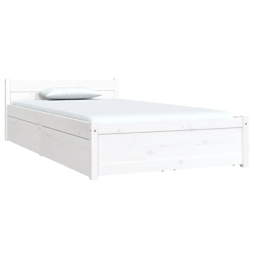 Wooden Bed Frame with Storage Drawers White 90x190cm Single