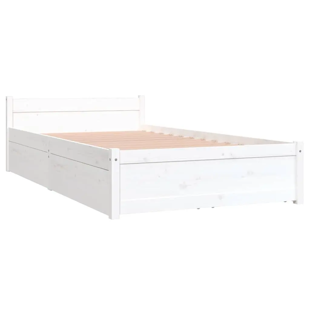 Wooden Bed Frame with Storage Drawers White 90x190cm Single