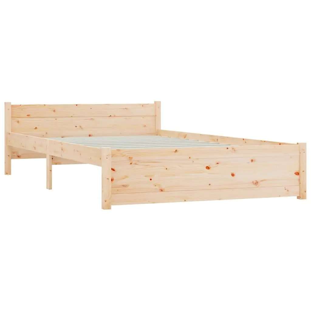 Wooden Bed Frame Brown 135x190cm Solid Pine with Storage Drawers