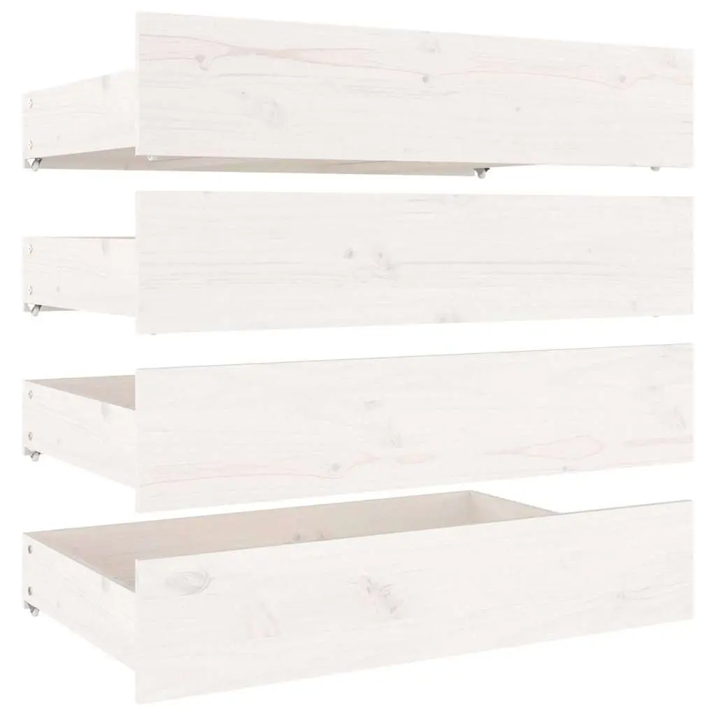 Bed Frame White 150x200 cm Wooden with Storage Drawers
