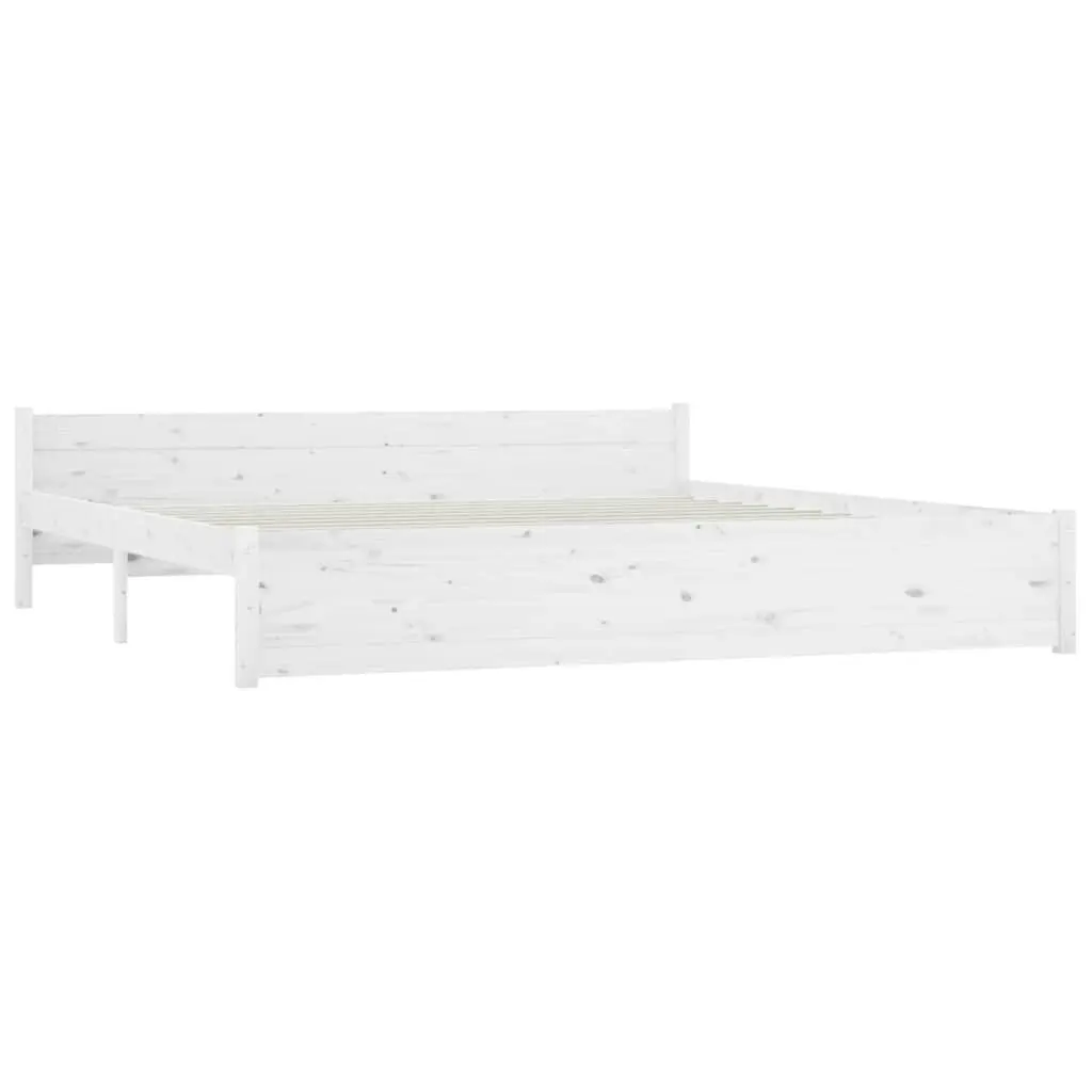 King Bed Frame White 183x203 cm Wooden with Storage Drawers