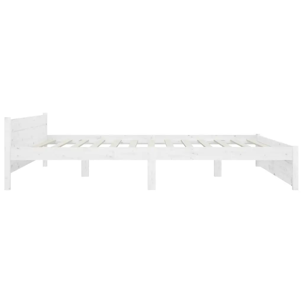 King Bed Frame White 183x203 cm Wooden with Storage Drawers