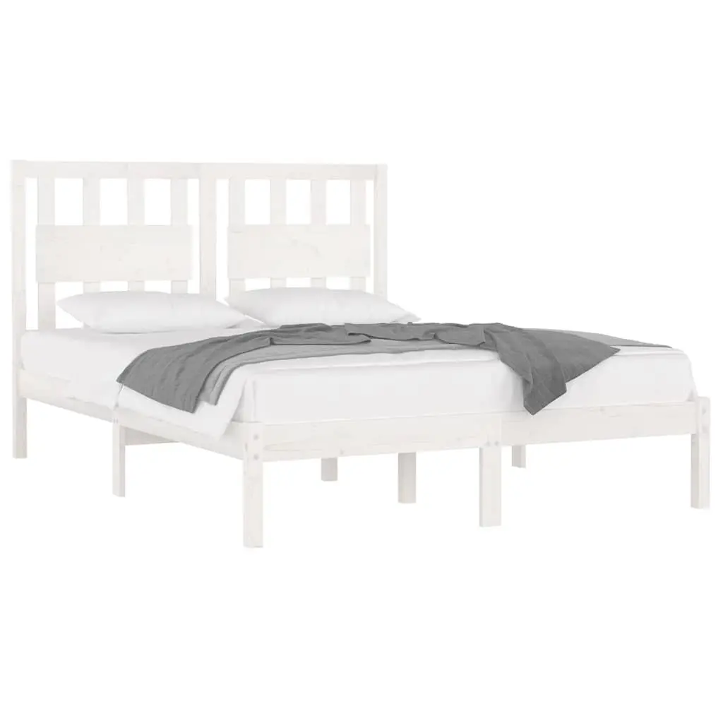 White Solid Wood Bed Frame 135x190 cm
