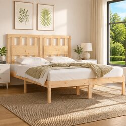 Rustic Solid Pine Wood Bed Frame 150x200 cm