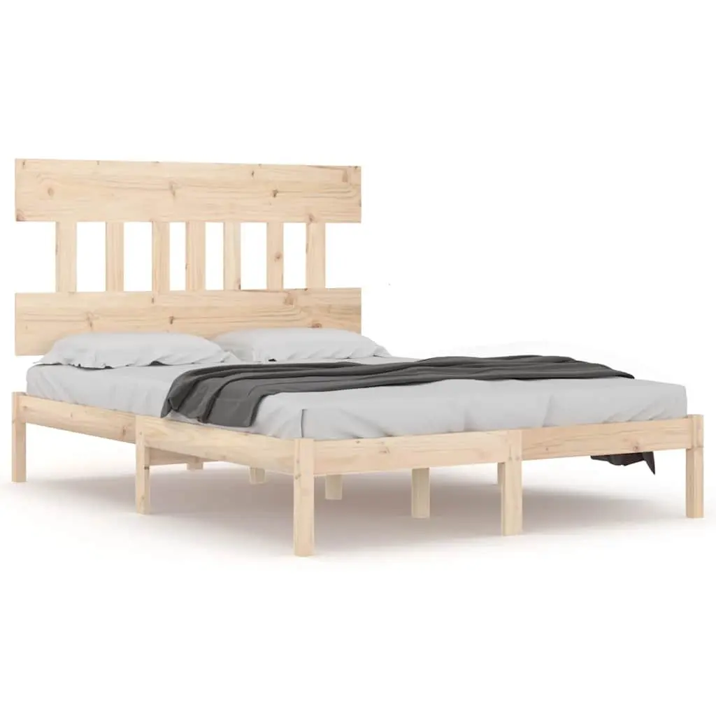 Solid Wood King Bed Frame 183x203cm in Brown