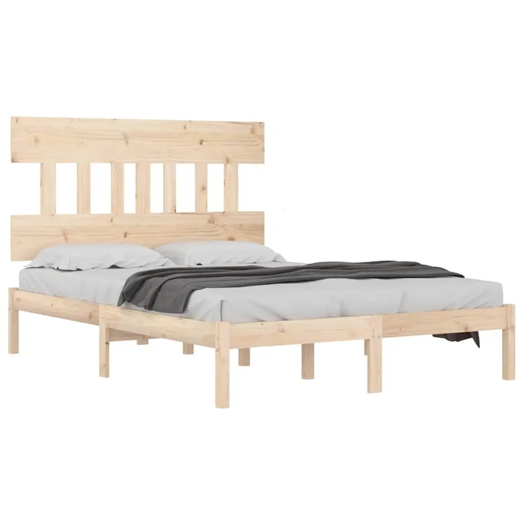 Solid Wood King Bed Frame 183x203cm in Brown