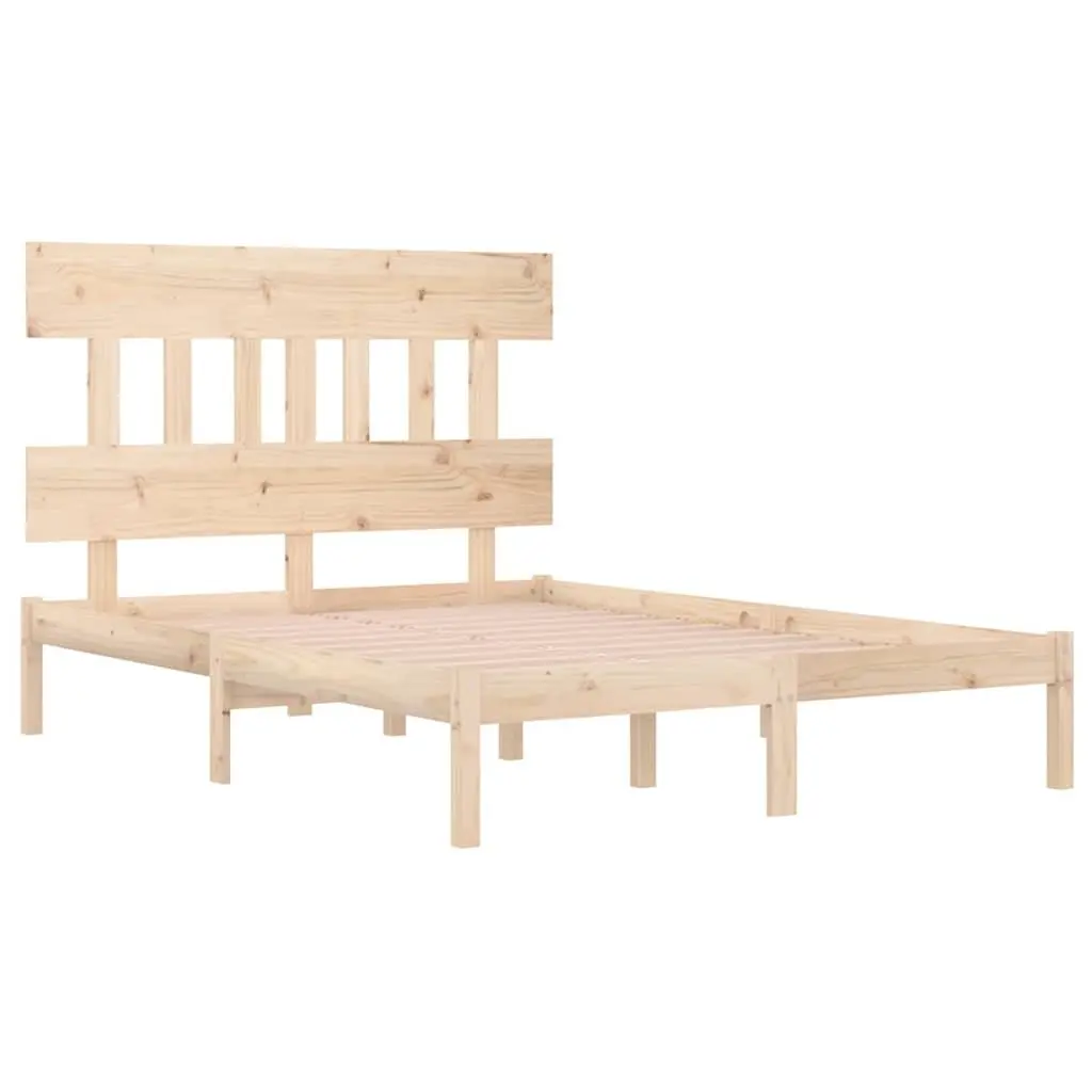 Solid Wood King Bed Frame 183x203cm in Brown