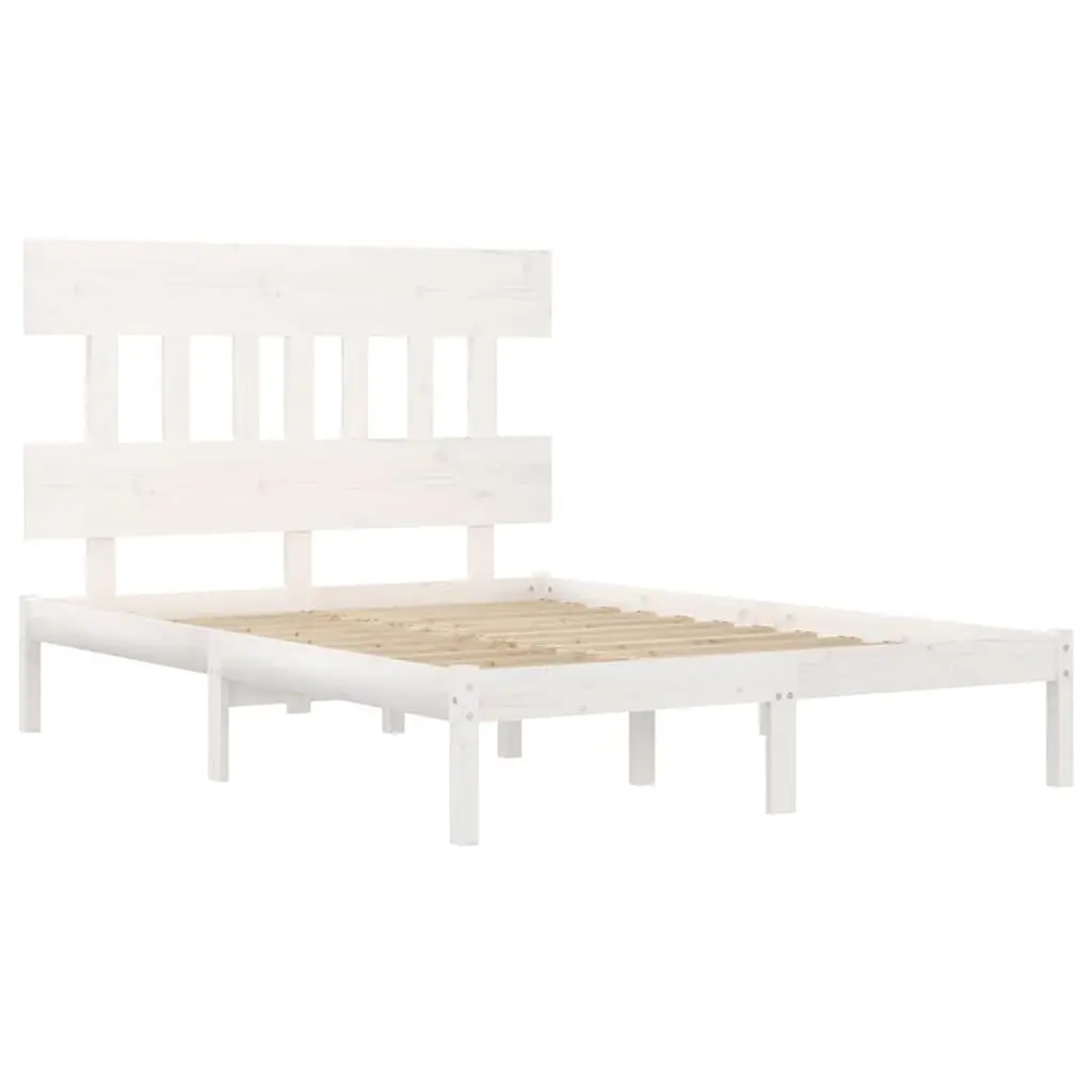 King Bed Frame 183x203 cm in White Solid Pine