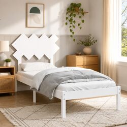 White Bed Frame 90x190 cm Solid Pine Wood for Cozy Bedrooms