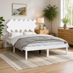 White Solid Pine Wood Bed Frame 135x190 cm