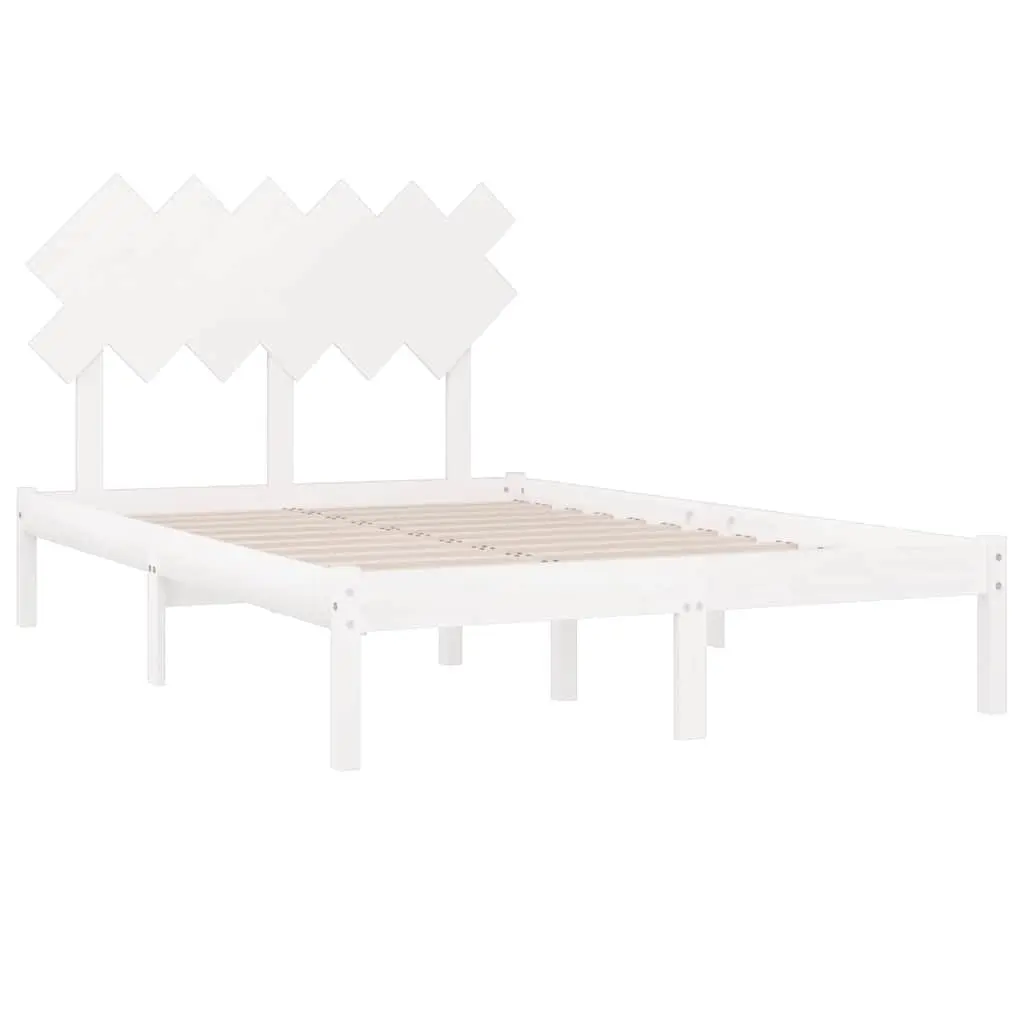 White Solid Pine Wood Bed Frame 135x190 cm