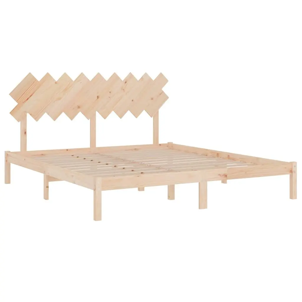 Solid Pine Wood King Bed Frame with Headboard 183x203cm