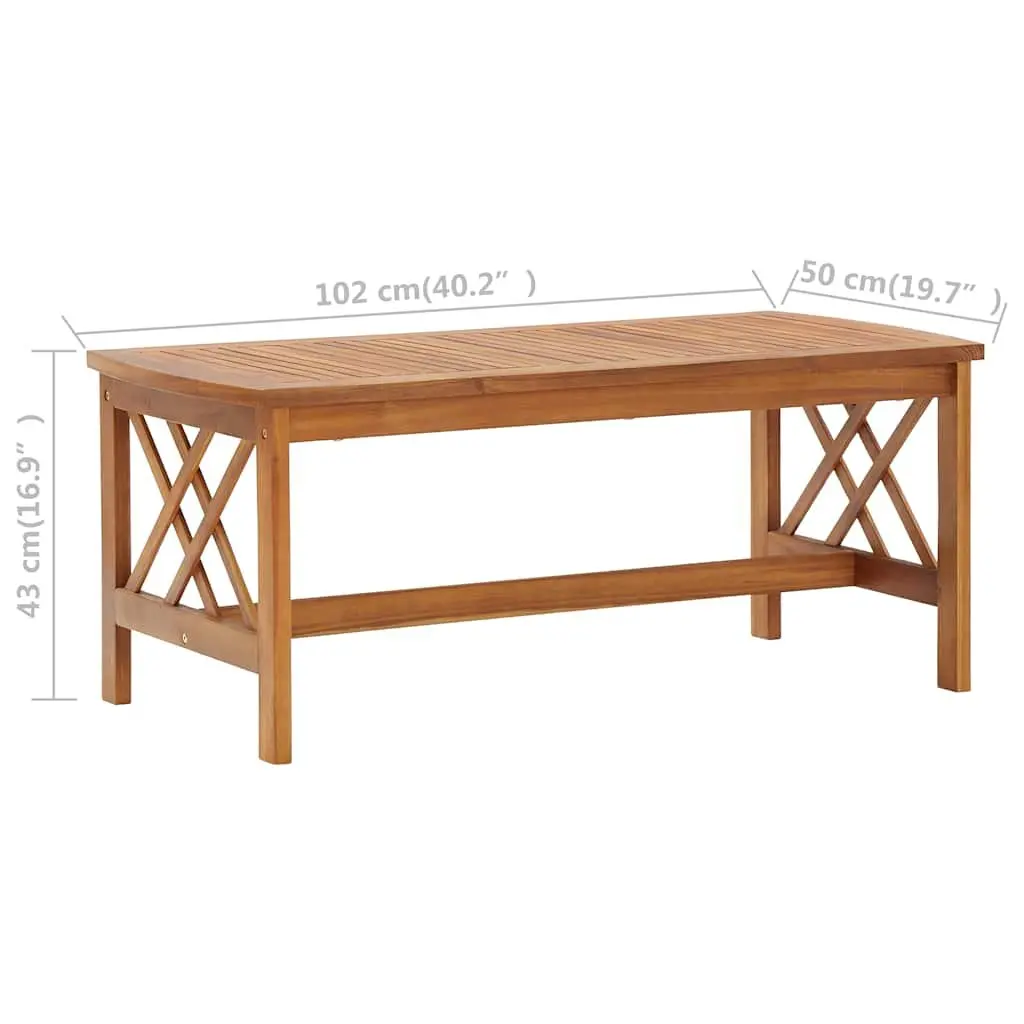 Coffee Table Solid Acacia Wood Brown Living Room Furniture Slatted Design