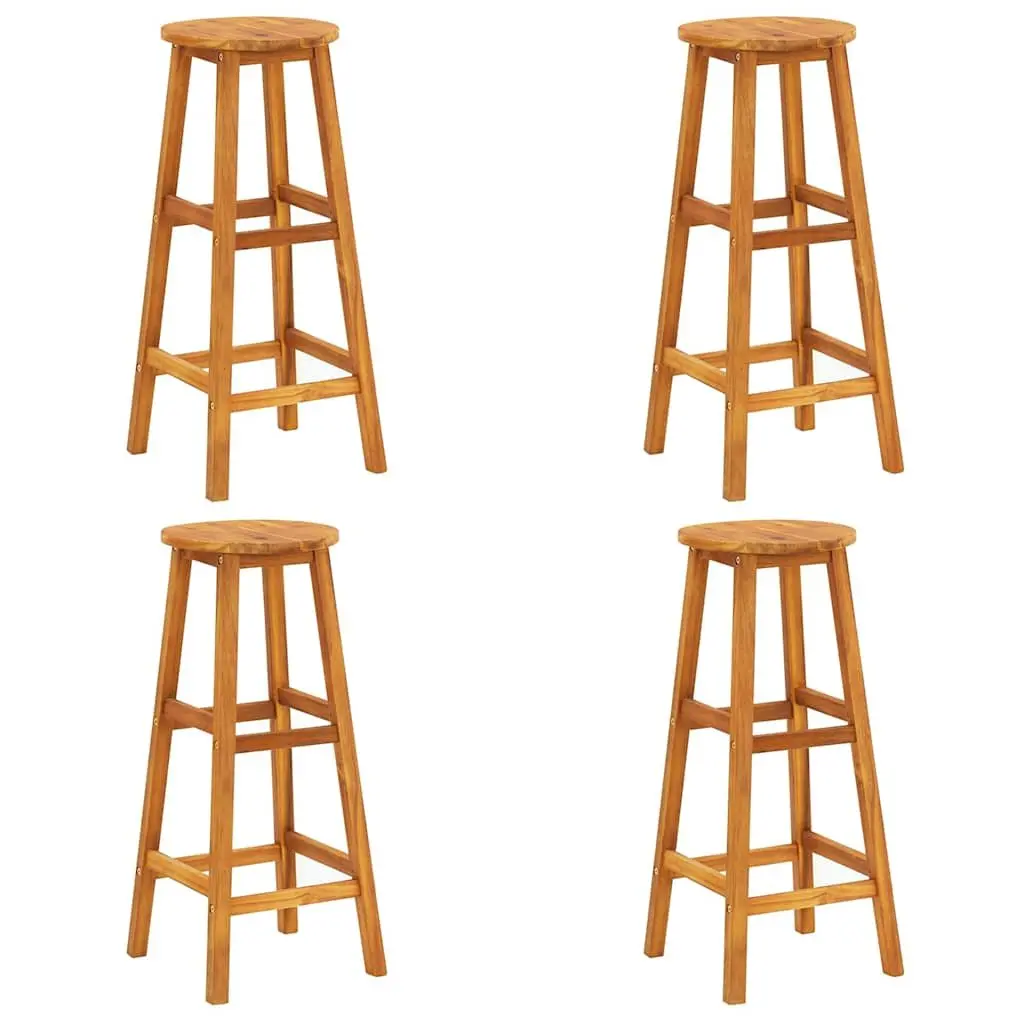 Bar Stools Solid Acacia Wood Brown Outdoor Garden Seating Chairs 4 Piece